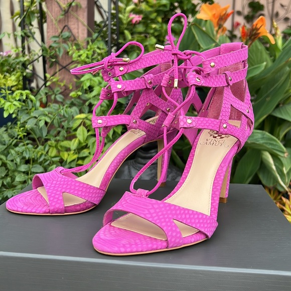 Vince Camuto Pink Orchid Strappy High Heel Summer Sandals - Picture 4 of 17